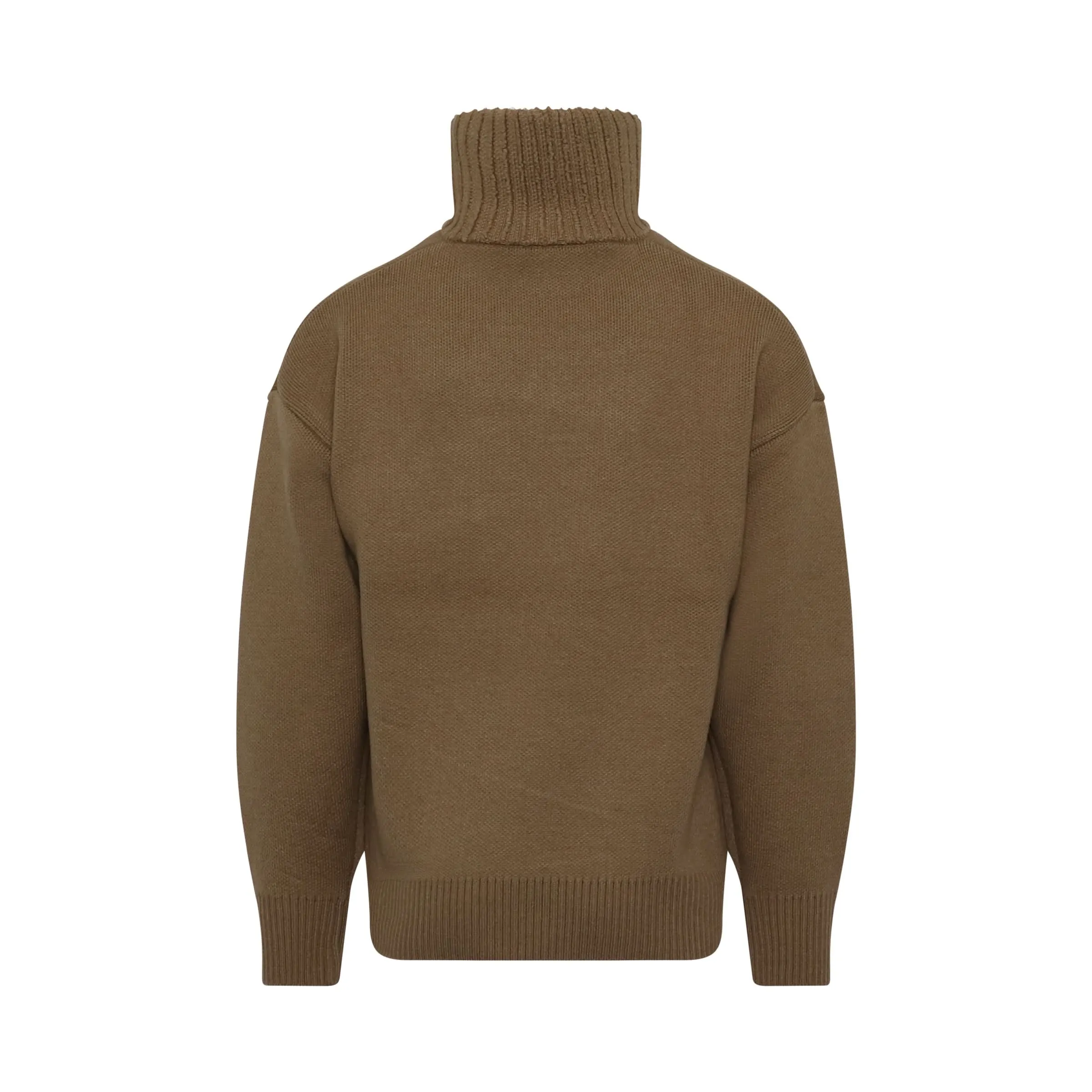 Square Logo Pile Knit Sweater in Brown