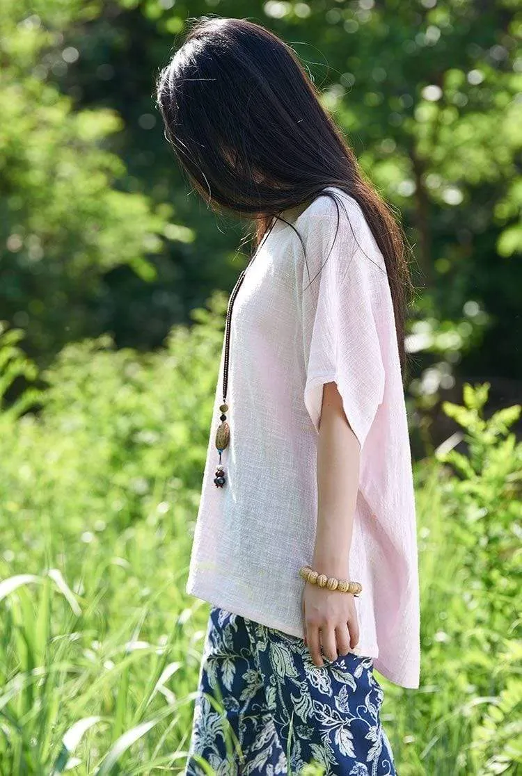 Square Neck Linen T-Shirt  | Zen