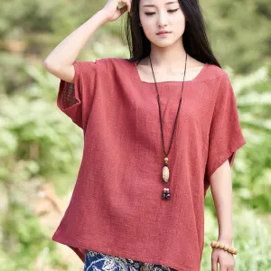 Square Neck Linen T-Shirt  | Zen