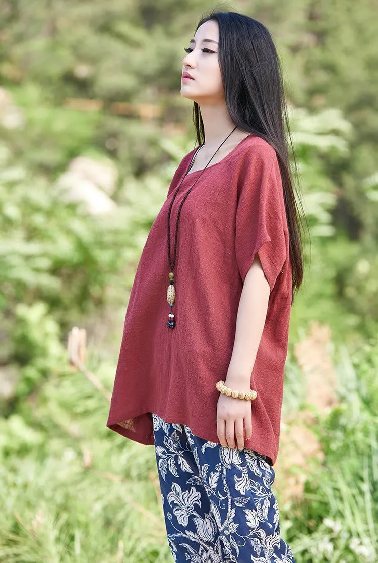 Square Neck Linen T-Shirt  | Zen