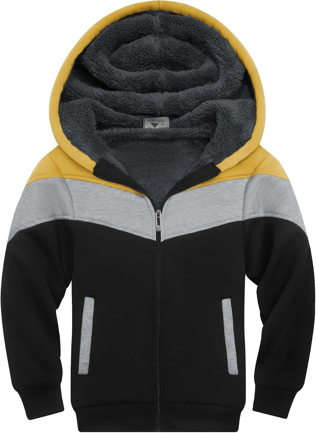 SWISSWELL Boy Jacket Fleece Lined Hoodie Long Sleeve Zip up Soft Warm Sweatshirt Outerwear for Kids