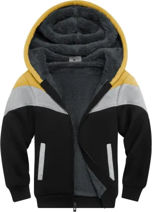 SWISSWELL Boy Jacket Fleece Lined Hoodie Long Sleeve Zip up Soft Warm Sweatshirt Outerwear for Kids