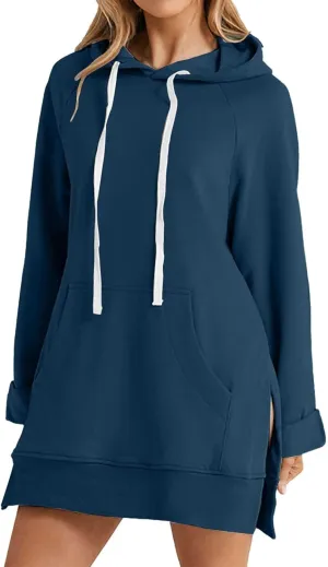 todays daily deals clearance peime Hoodie Dress for Women 2024 Plus Size Casual Long Sleeve Sweatshirt Soft Comfy Oversized Sweater Fashion Fall Winter Warmy Pullover Tops with Pockets
