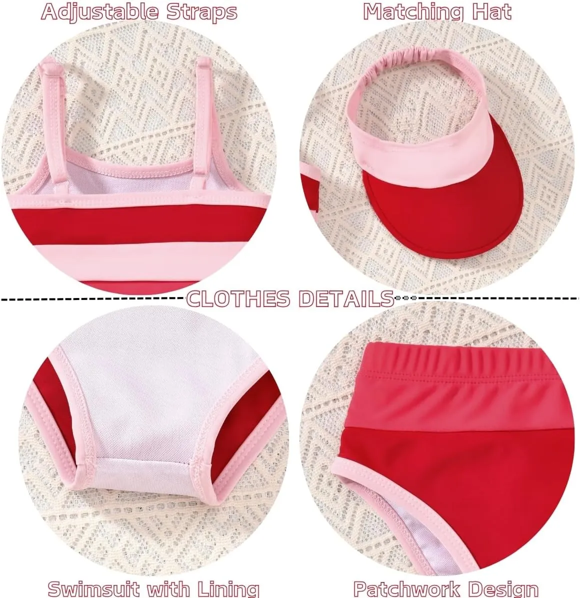 Toddler Girls Bikini Adjustable Swimsuit for 1-4 Years Old