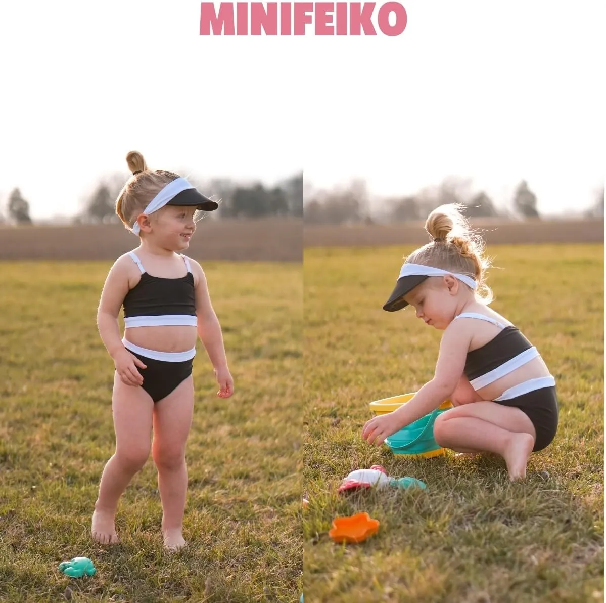 Toddler Girls Bikini Adjustable Swimsuit for 1-4 Years Old