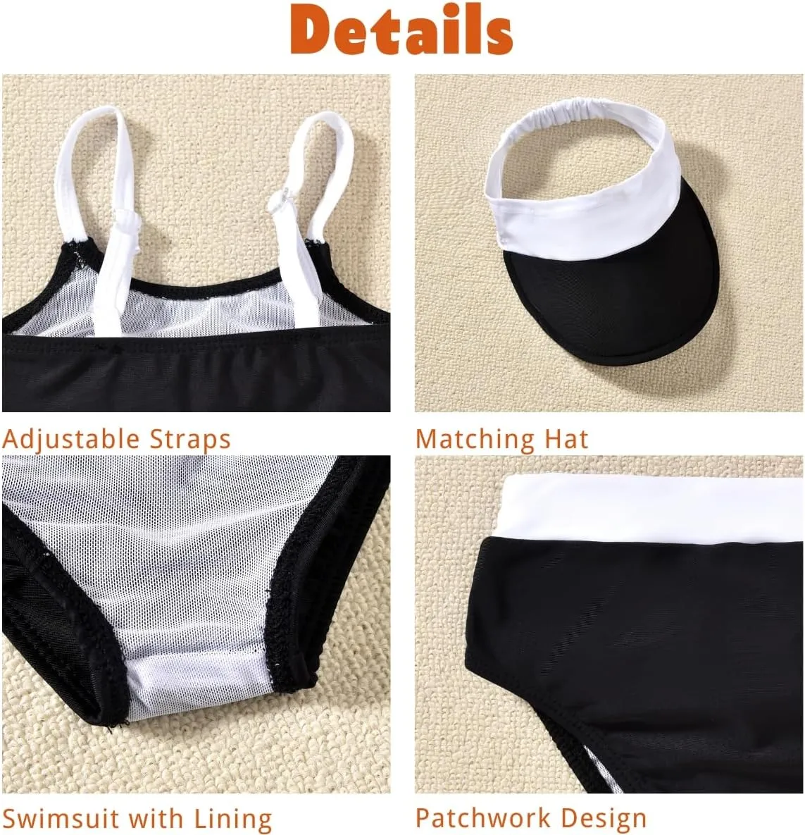 Toddler Girls Bikini Adjustable Swimsuit for 1-4 Years Old