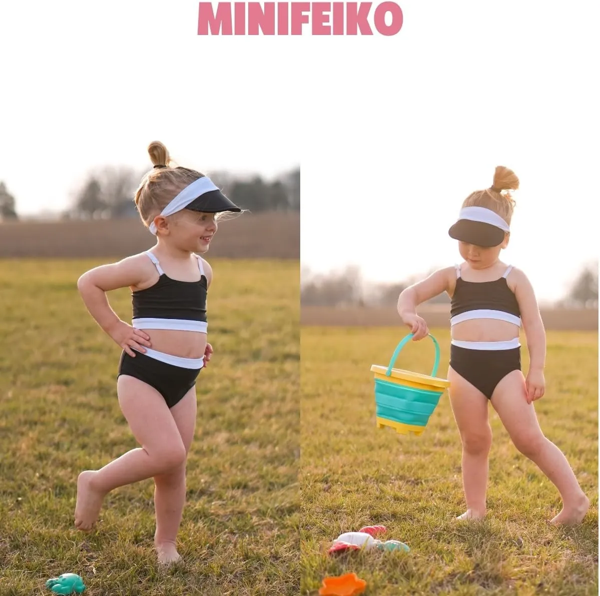 Toddler Girls Bikini Adjustable Swimsuit for 1-4 Years Old