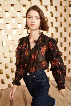 Ulla Johnson - Miray Blouse in Burgundy print