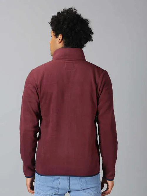 UrGear Solid Men  High Neck Maroon SweatShirt