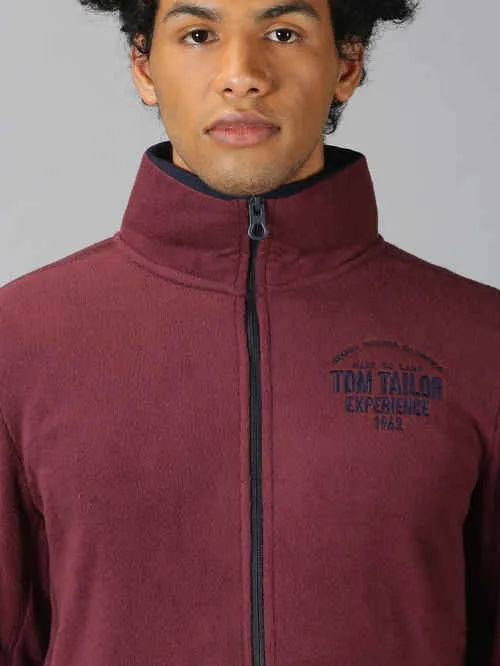 UrGear Solid Men  High Neck Maroon SweatShirt