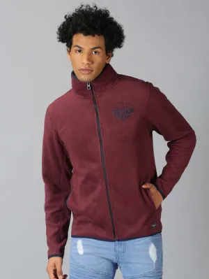UrGear Solid Men  High Neck Maroon SweatShirt