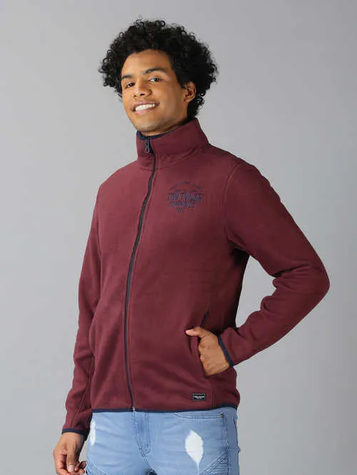 UrGear Solid Men  High Neck Maroon SweatShirt
