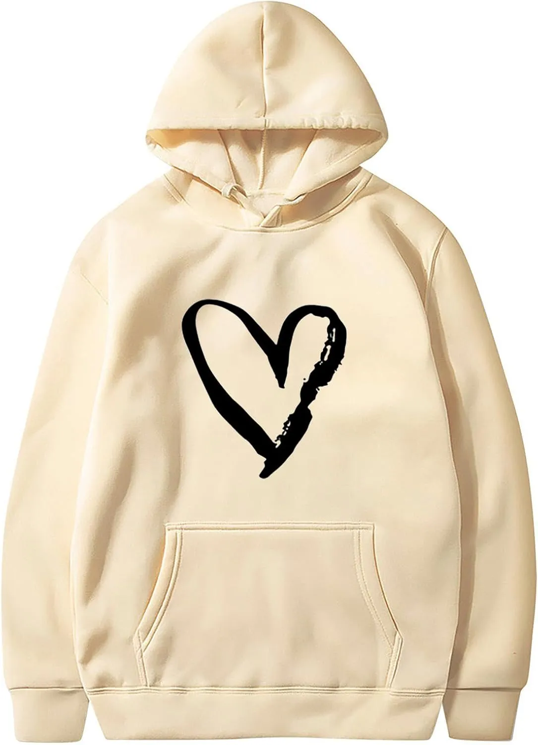 Valentines Hoodies For Women Dressy Casual 2025 Love Heart Print Oversized Fleece Hooded Pullover Sweatshirts