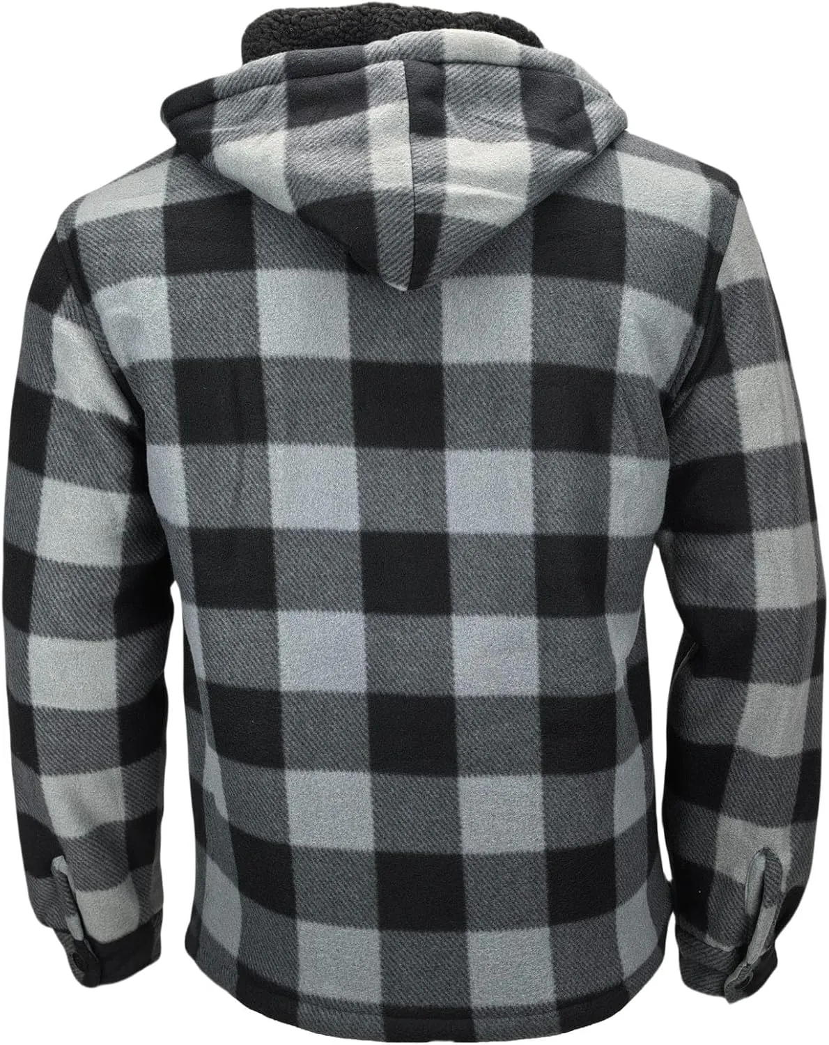 Warm Winter Coats for Men, Flannel Fleece Jackets With Hood Zip Up Heavyweight Hoodie Plaid Thick Sweatshirt