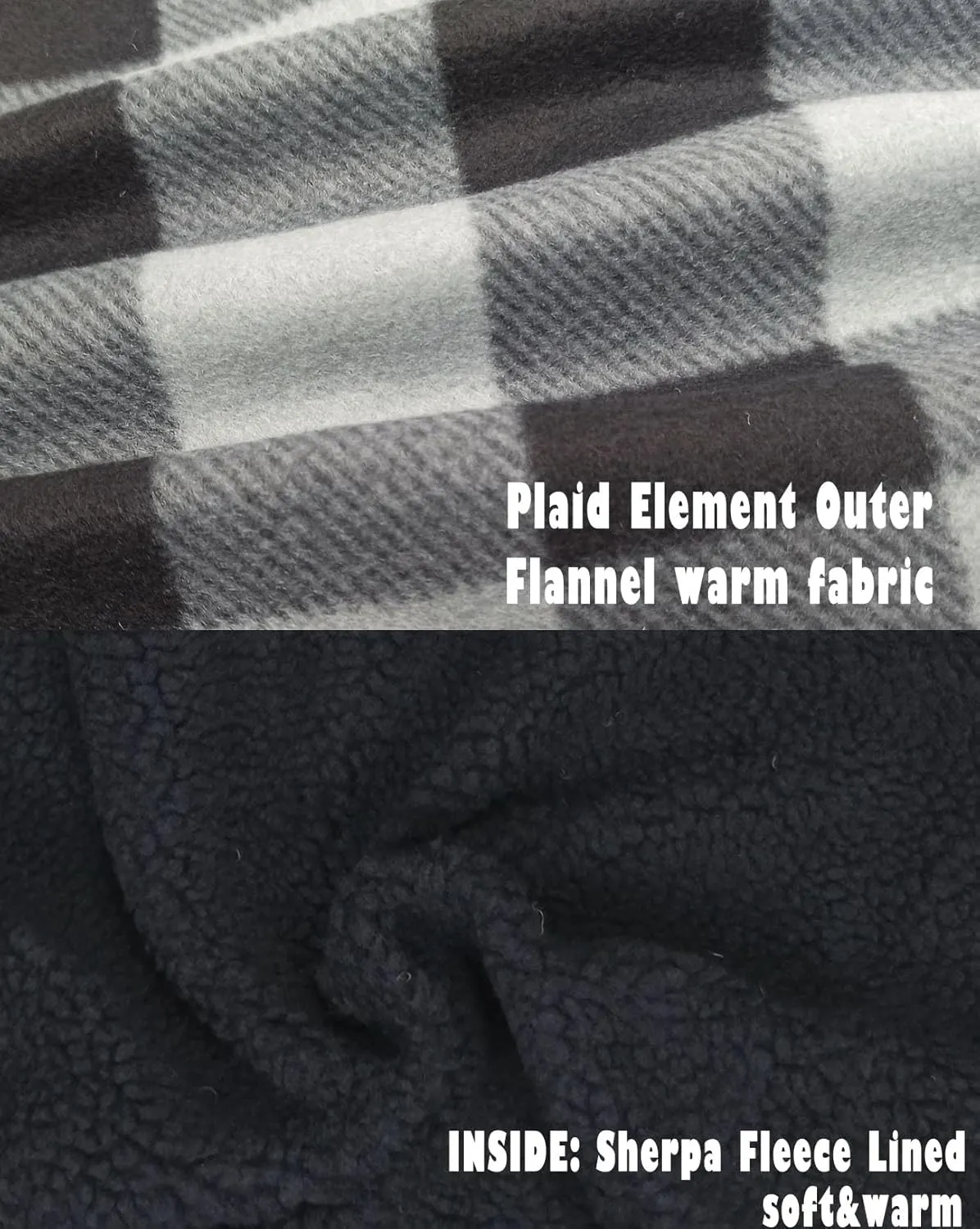 Warm Winter Coats for Men, Flannel Fleece Jackets With Hood Zip Up Heavyweight Hoodie Plaid Thick Sweatshirt