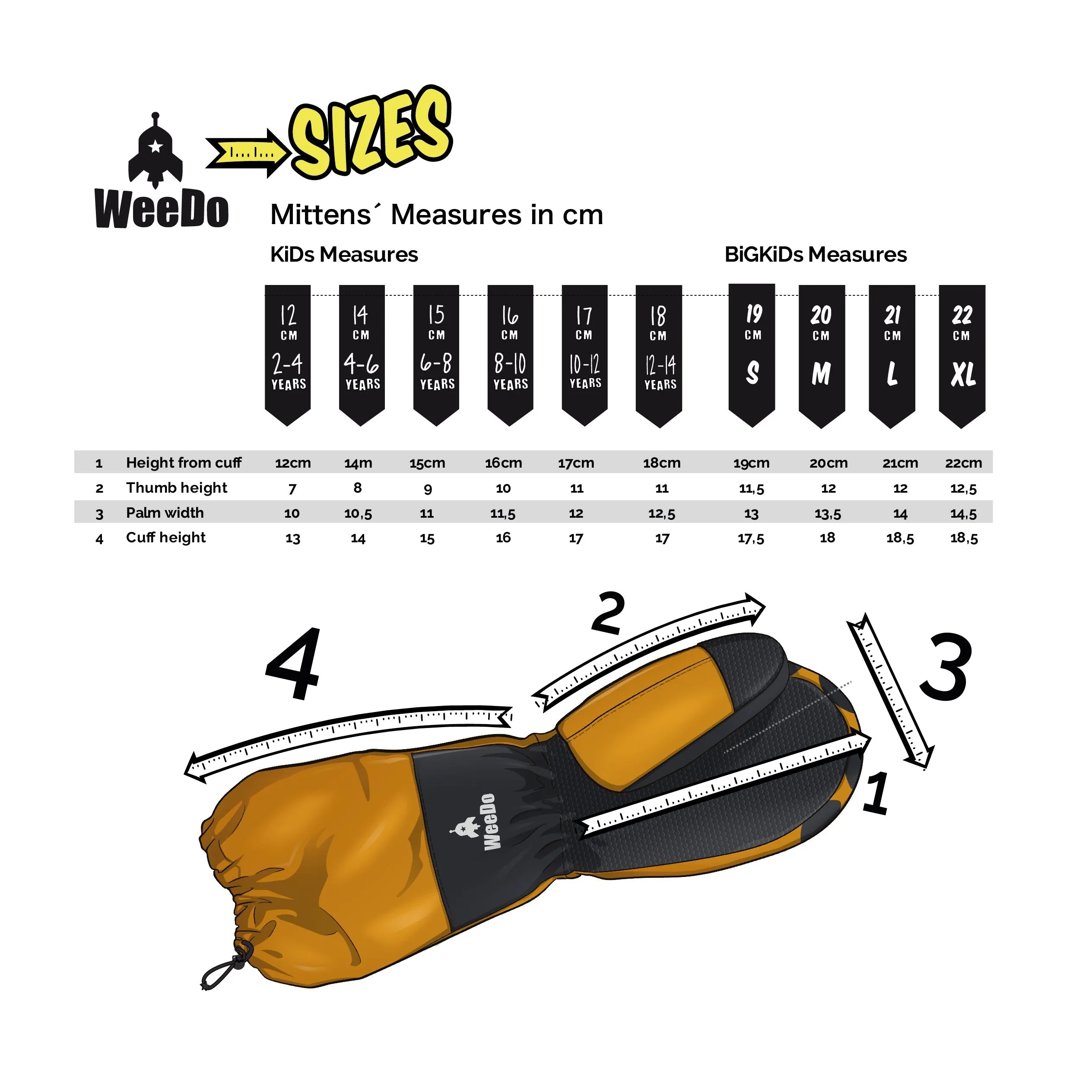 WeeDo Kids Snow Mitten Leopard Black - last size left - size 16cm