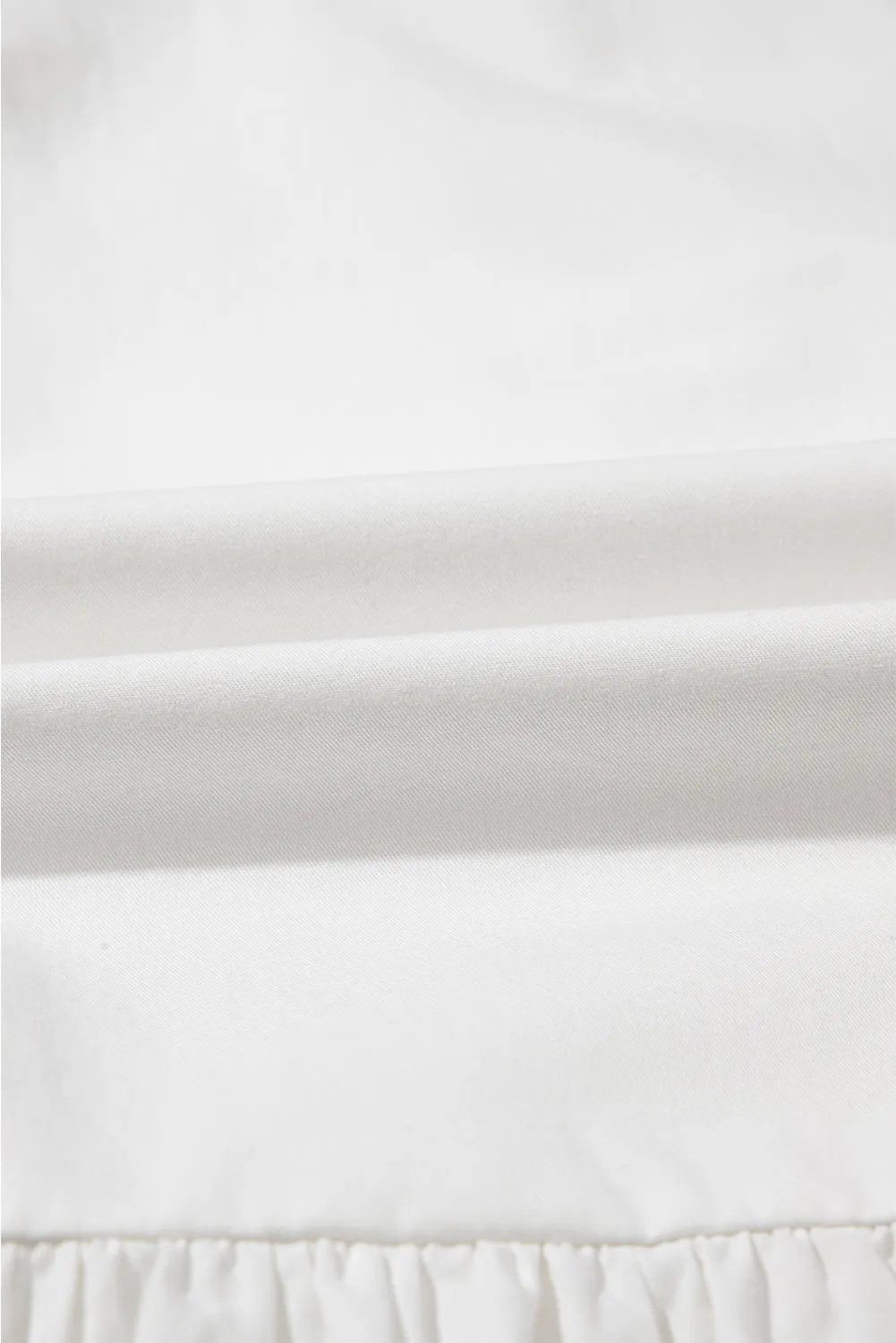 White Bow Knot Decor Square Neck Puff Sleeve Peplum Top