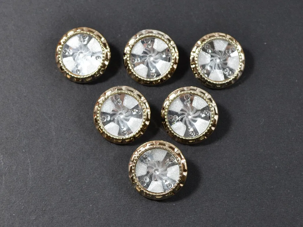 White Geometric Designer Acrylic Buttons