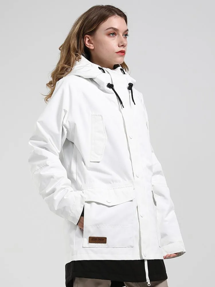 winter new ladies white ski suit single and double board waterproof wear-resistant warm ski suit