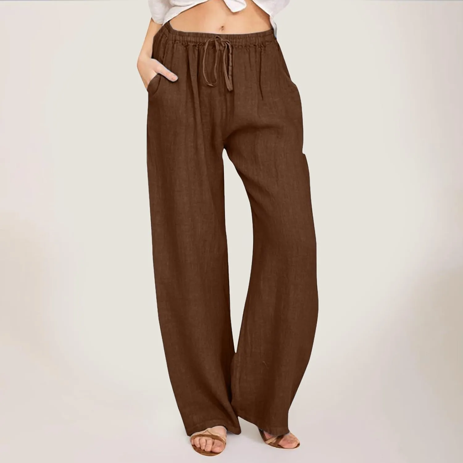 Womens Cargo Sweatpants Winter Wide Sports Jeans with Pockets Elastic Waist Elastic Waist