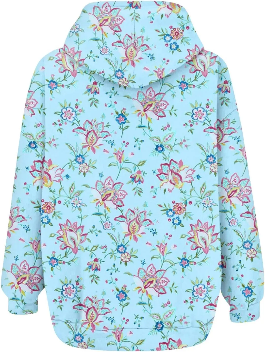 Women's Fashion Floral Print Zip Up Hoodies With Pockets, Casual Style, Long Sleeve, S-3XL
