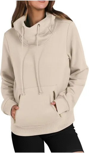 Women's Fashion Hoodies & Sweatshirts 2024 Long Sleeve Cowl Neck Fall Oversized Sweatshirt Cute Teen Girls Outfits