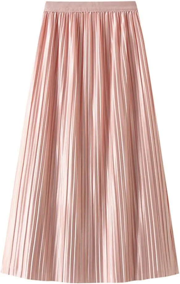 Womens Floral Print Maxi Skirts Elastic High Waist A Line Pleated Skirt Flowy Beach Long Skirt