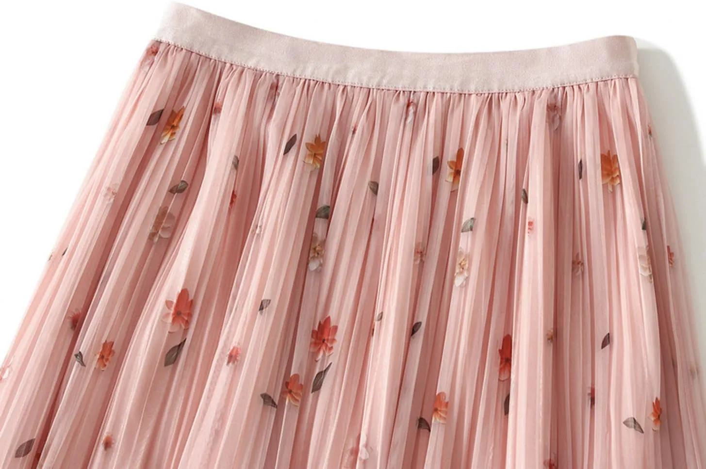 Womens Floral Print Maxi Skirts Elastic High Waist A Line Pleated Skirt Flowy Beach Long Skirt