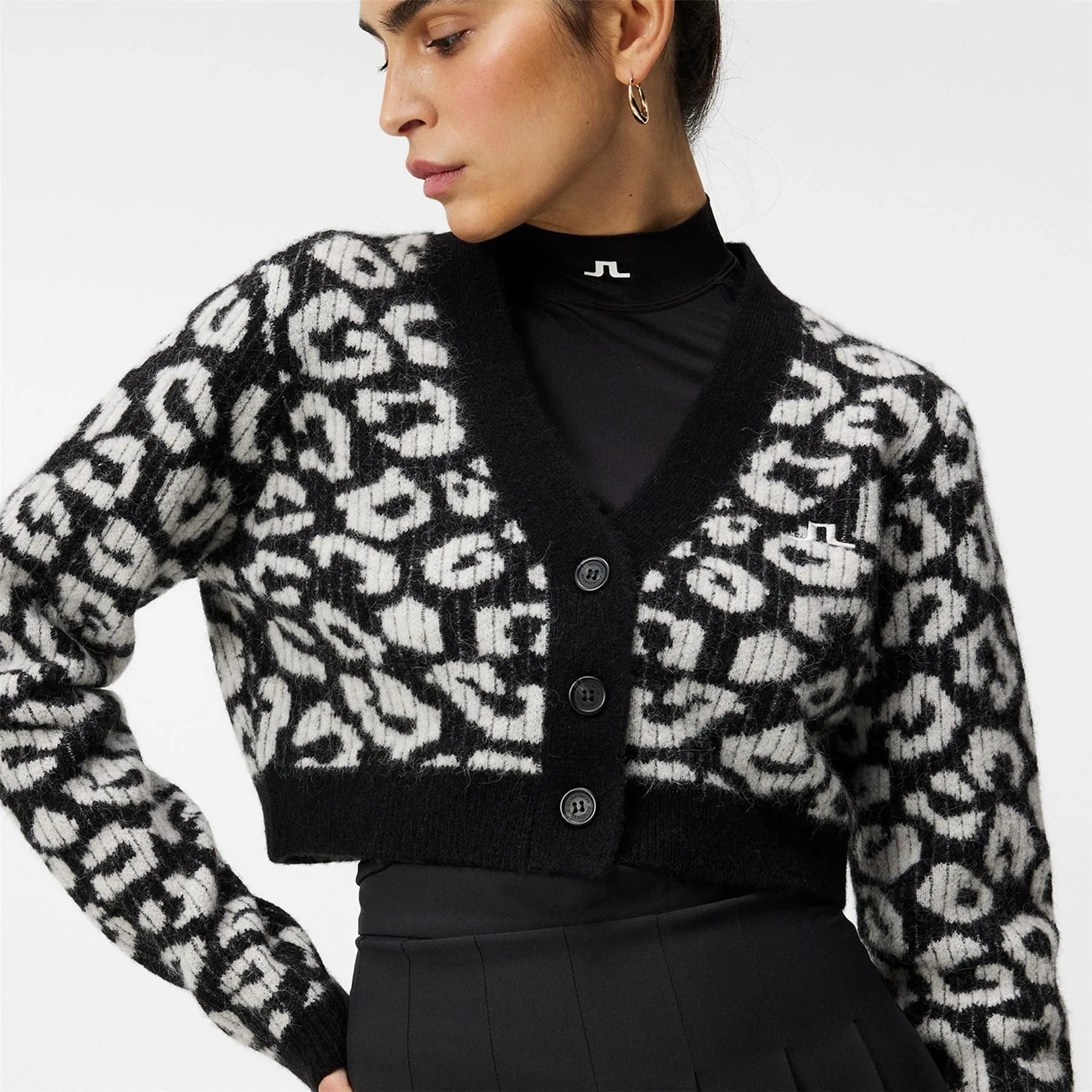 Womens Mallory Cropped Cardigan BW Leopard - W23