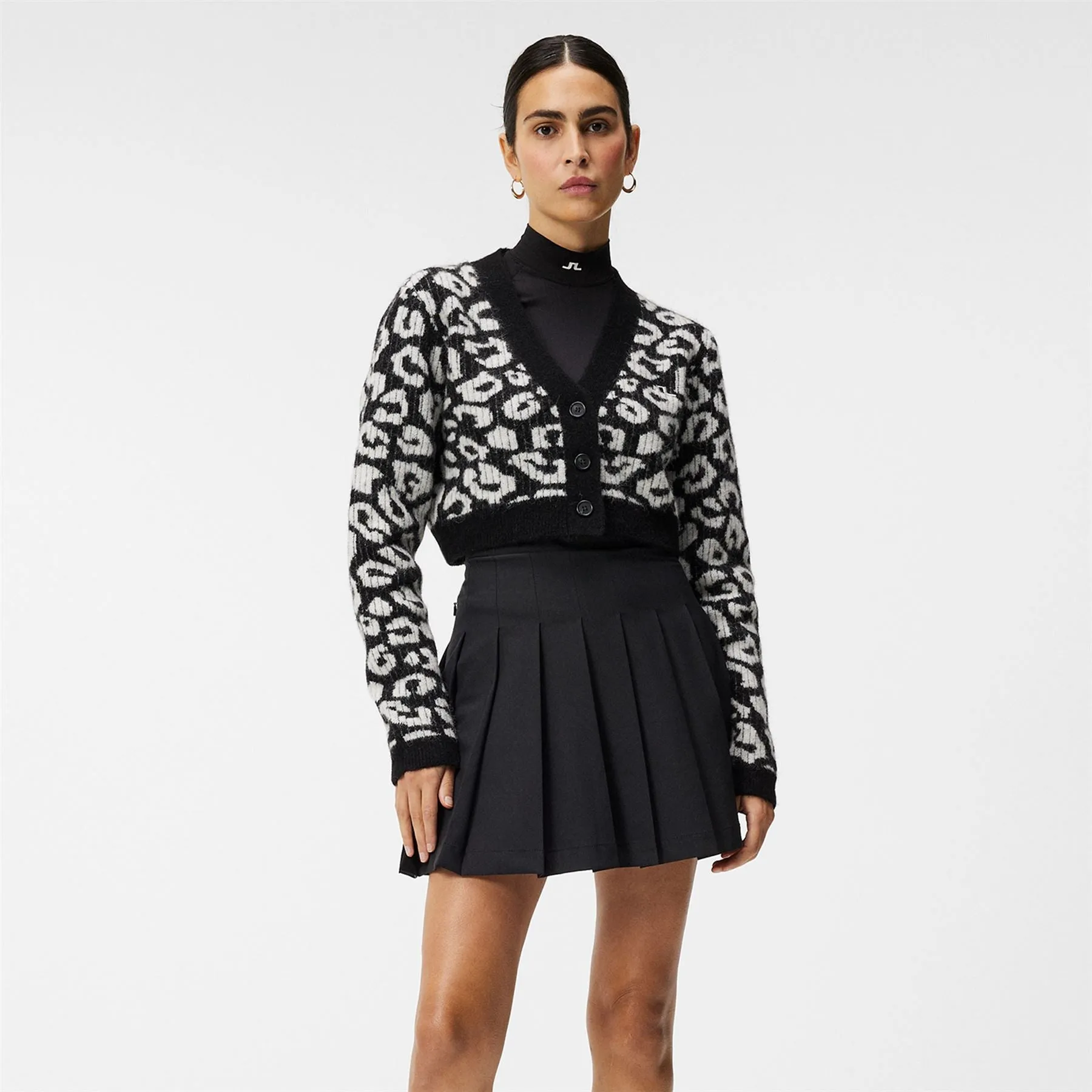 Womens Mallory Cropped Cardigan BW Leopard - W23