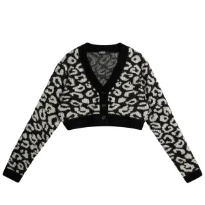 Womens Mallory Cropped Cardigan BW Leopard - W23