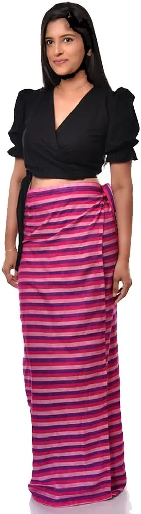 Women's Maxi Wrap Pure Cotton Handloom Lungi, Traditional Style, Multiple Colors