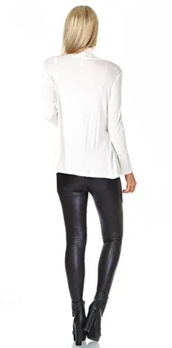 Womens Open Drape Cardigan Reg and Plus Size Cardigan Sweater Long Sleeves - USA White Large