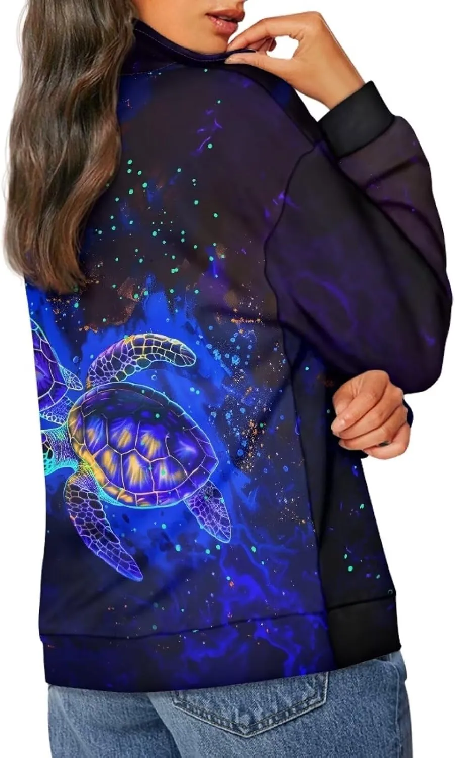 Womens Oversized Hoodie Half Zip UP Sweatshirt Graphic Sweaters for Women 2024 Fall Winter Size S-3XL