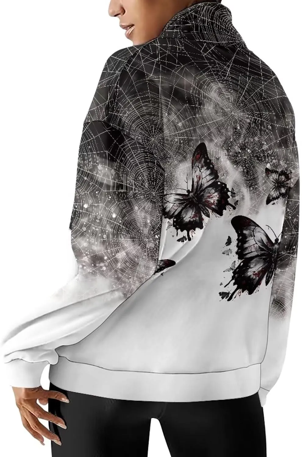 Womens Oversized Hoodie Half Zip UP Sweatshirt Graphic Sweaters for Women 2024 Fall Winter Size S-3XL