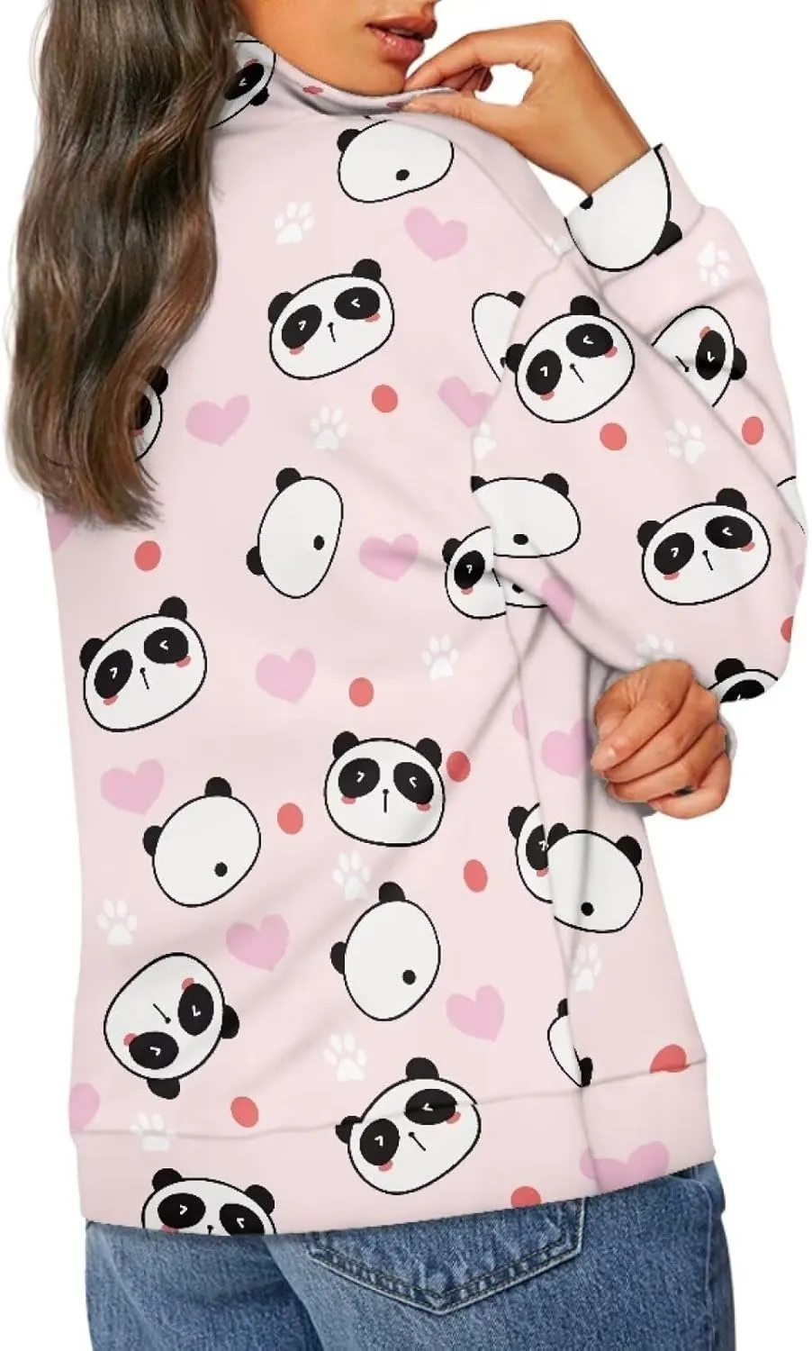 Womens Oversized Hoodie Half Zip UP Sweatshirt Graphic Sweaters for Women 2024 Fall Winter Size S-3XL