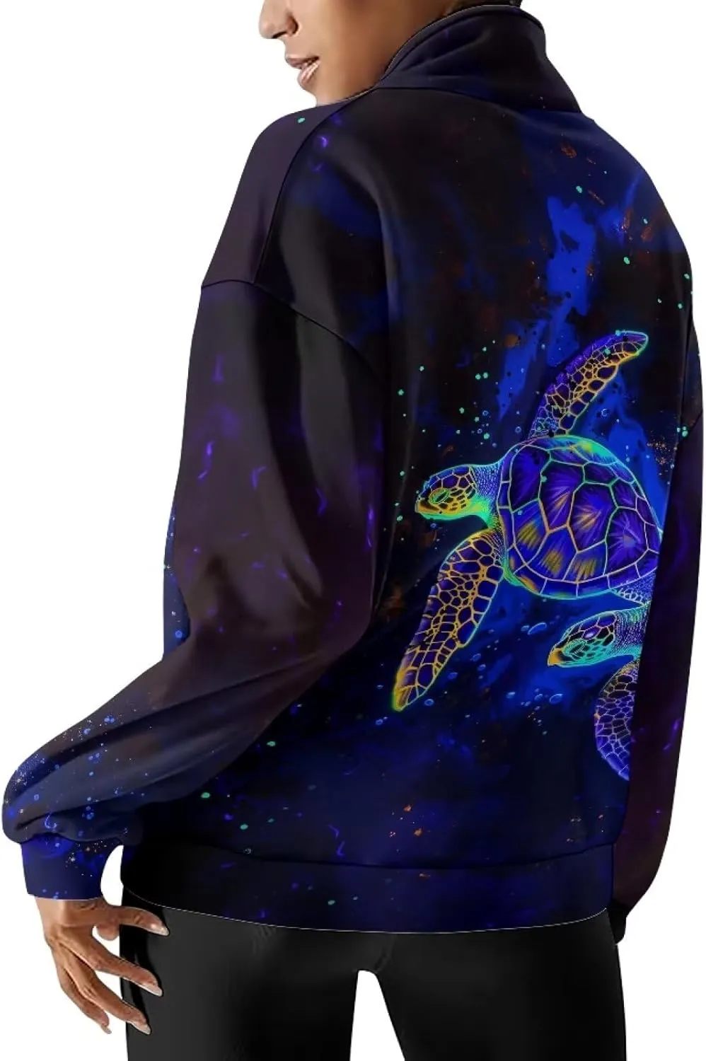 Womens Oversized Hoodie Half Zip UP Sweatshirt Graphic Sweaters for Women 2024 Fall Winter Size S-3XL