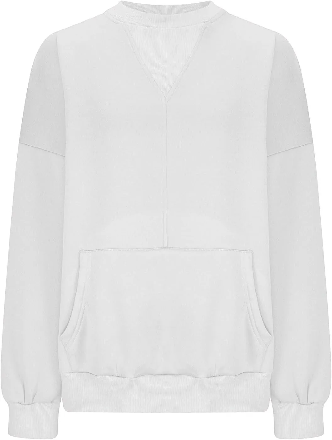 Womens Oversized Long Sleeves Casual Shirts Solid Crewneck Pokets Sweatshirt Pullover Loose Tunic Tops Y2K Clothes