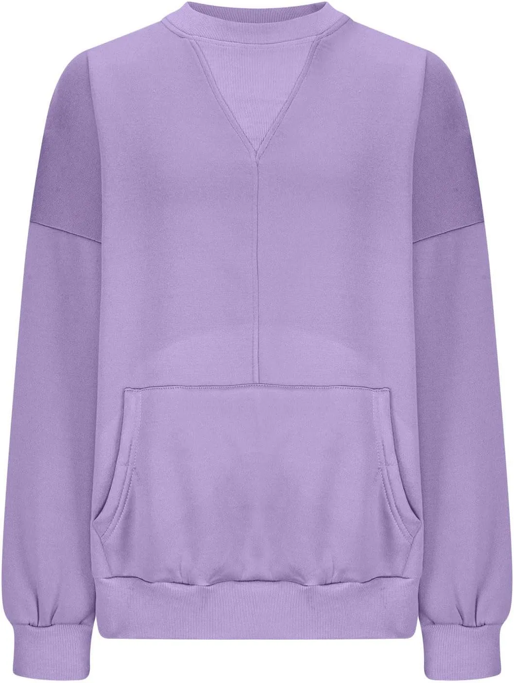 Womens Oversized Long Sleeves Casual Shirts Solid Crewneck Pokets Sweatshirt Pullover Loose Tunic Tops Y2K Clothes