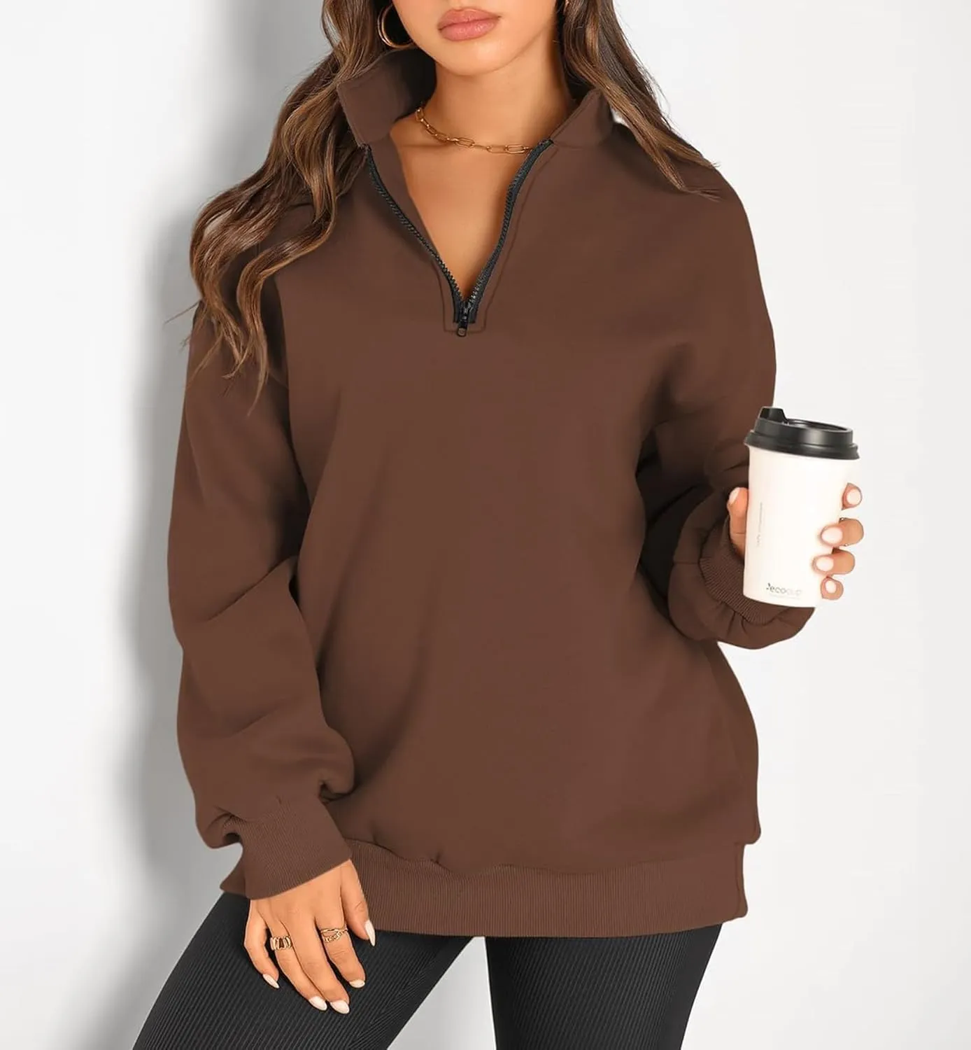 Womens Oversized Sweatshirts Fall Fashion Hoodies Half Zip Pullover Long Sleeve Shirts Clothes Outfits
