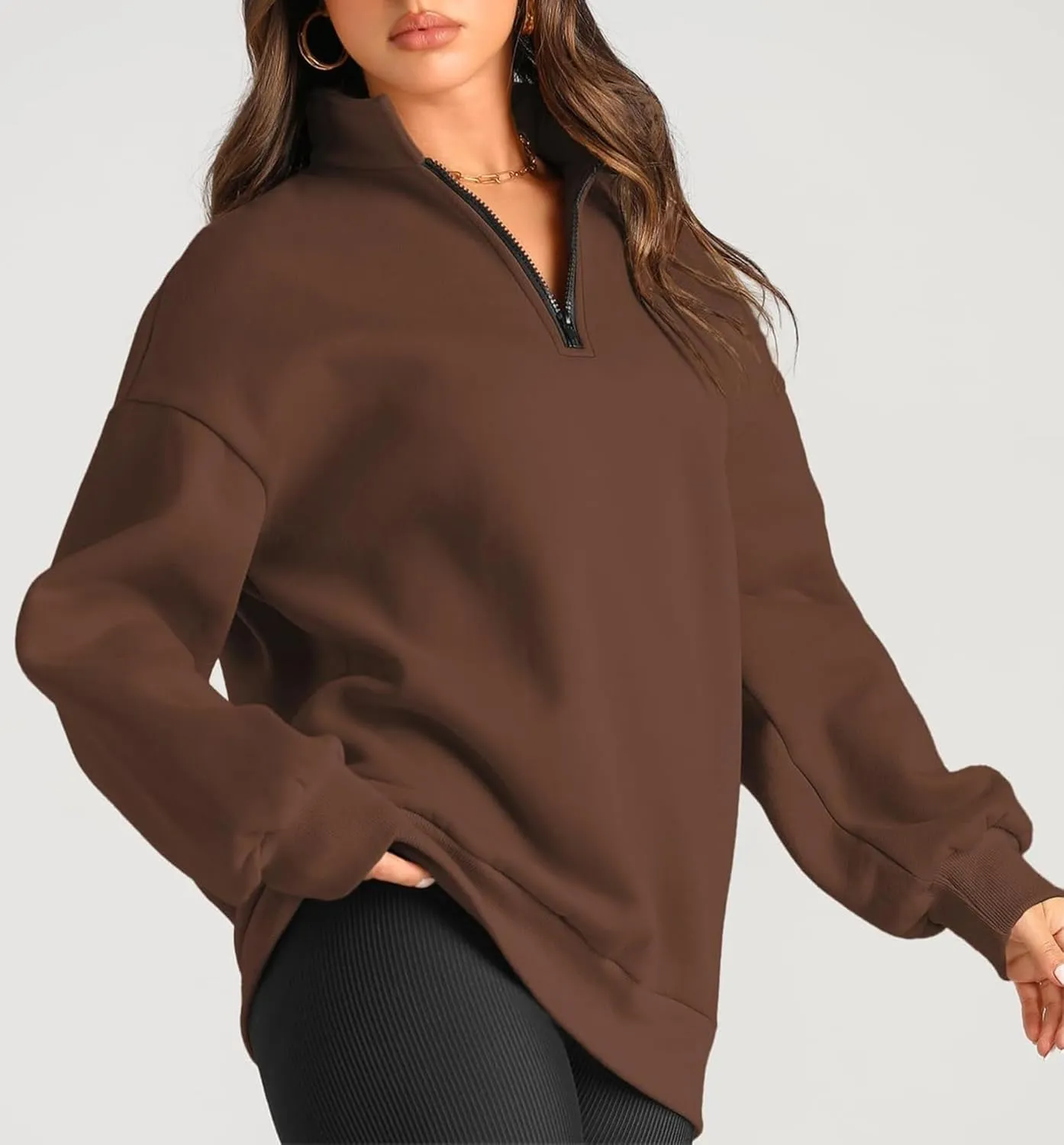 Womens Oversized Sweatshirts Fall Fashion Hoodies Half Zip Pullover Long Sleeve Shirts Clothes Outfits