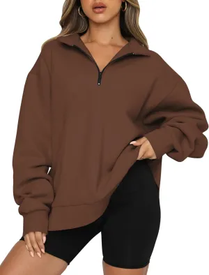 Womens Oversized Sweatshirts Fall Fashion Hoodies Half Zip Pullover Long Sleeve Shirts Clothes Outfits