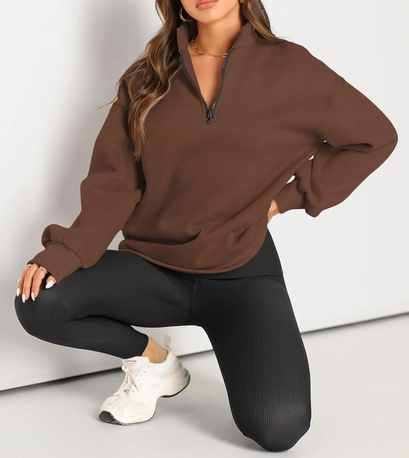 Womens Oversized Sweatshirts Fall Fashion Hoodies Half Zip Pullover Long Sleeve Shirts Clothes Outfits