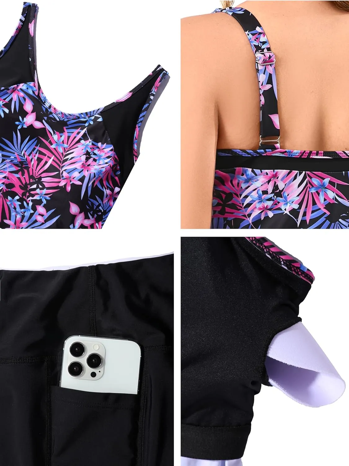 Women's Plus Size Tankini Swimsuits Modest Two Piece Bathing Suits with Pockets Boy Shorts for Tummy Control 2025