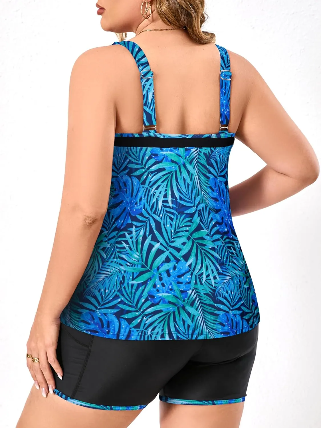 Women's Plus Size Tankini Swimsuits Modest Two Piece Bathing Suits with Pockets Boy Shorts for Tummy Control 2025