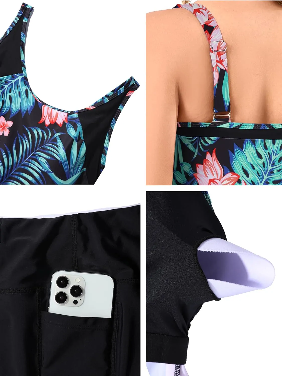 Women's Plus Size Tankini Swimsuits Modest Two Piece Bathing Suits with Pockets Boy Shorts for Tummy Control 2025