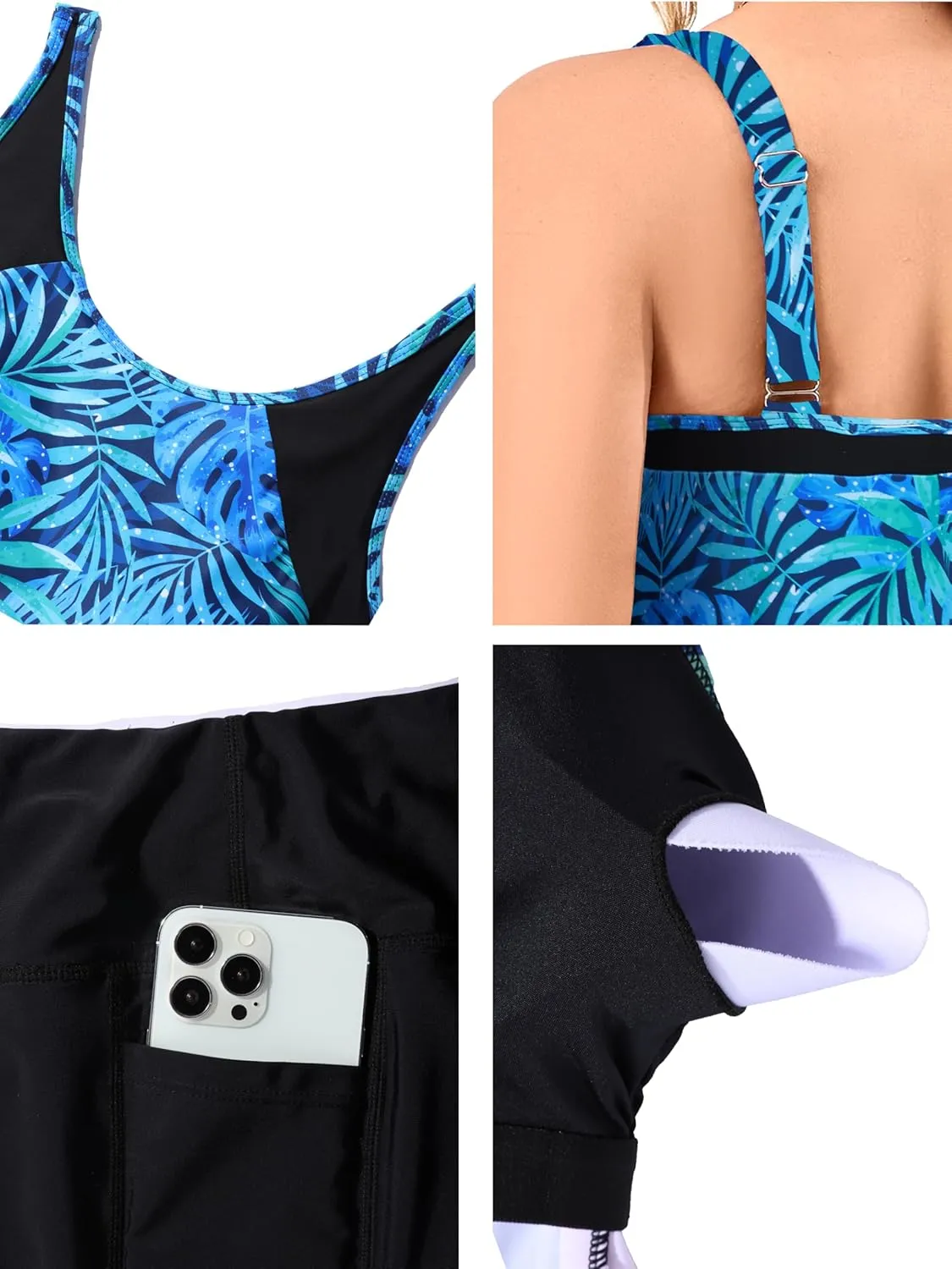 Women's Plus Size Tankini Swimsuits Modest Two Piece Bathing Suits with Pockets Boy Shorts for Tummy Control 2025