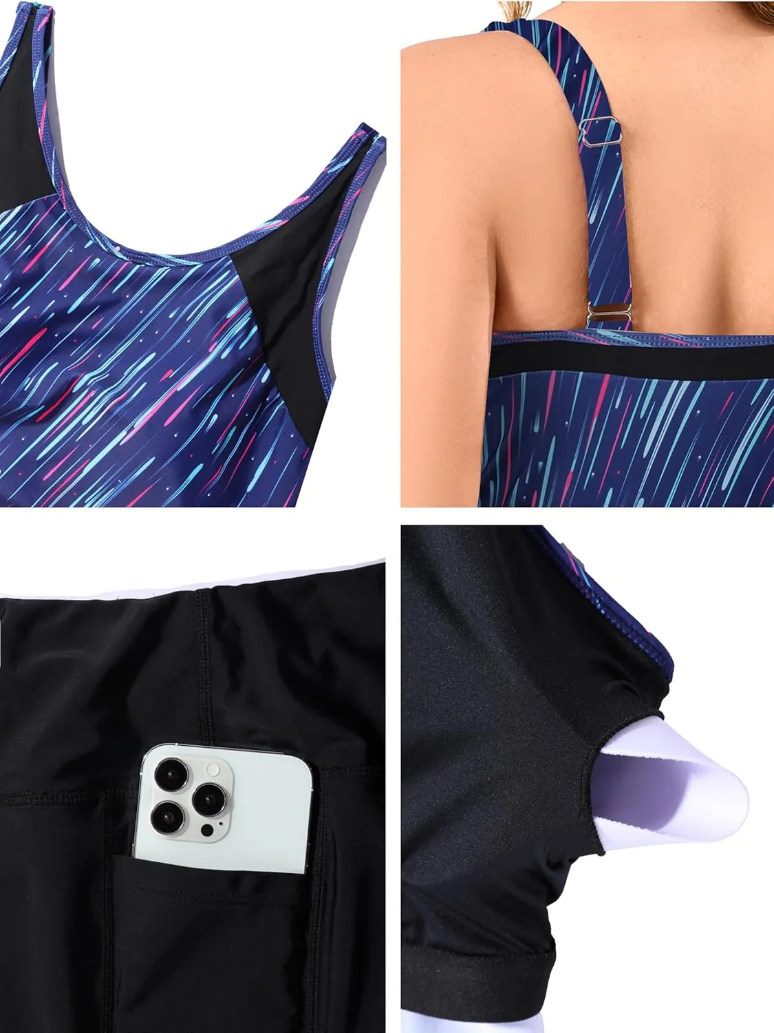 Women's Plus Size Tankini Swimsuits Modest Two Piece Bathing Suits with Pockets Boy Shorts for Tummy Control 2025