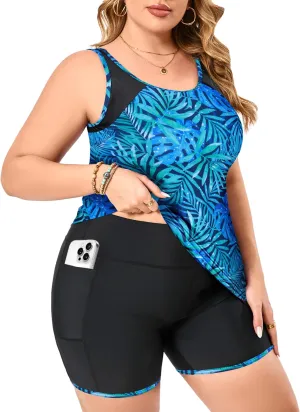 Women's Plus Size Tankini Swimsuits Modest Two Piece Bathing Suits with Pockets Boy Shorts for Tummy Control 2025