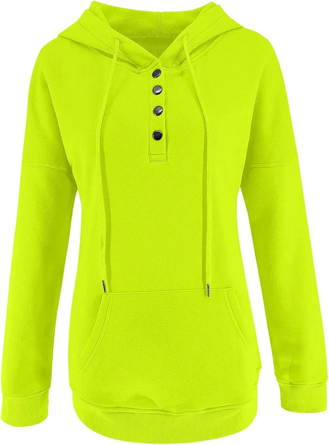 Women's Pullover Hoodies Tops Casual Button Down Long Sleeve Hooded Sweatshirts With Kangaroo Pocket Trendy 2023